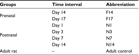 Table 1 Experimental groups indicated by days and abbreviations