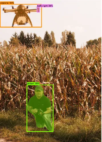 Fig. 3. Image depicting a person and a drone, processed by CNN with low accuracy.