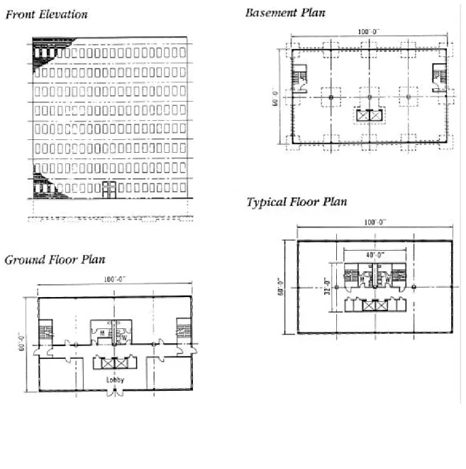 Figure 4.1 Office Building Plans and Elevation 34