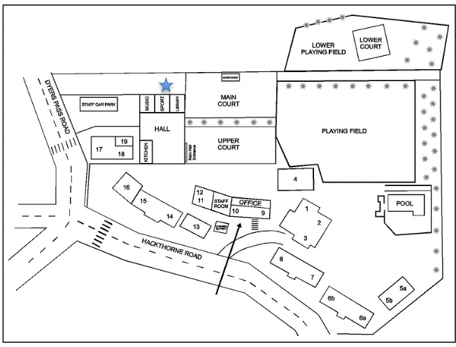 Figure 2. Map of CPS, with the music room indicated with a star (Cashmere Primary School, 2013b)