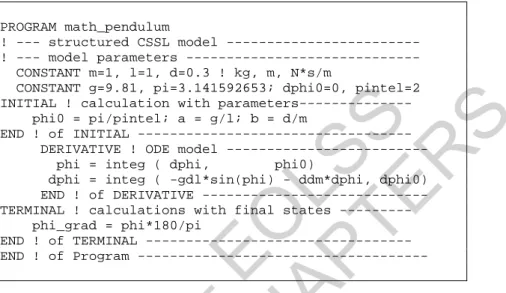 Table 2: Structured textual model description 