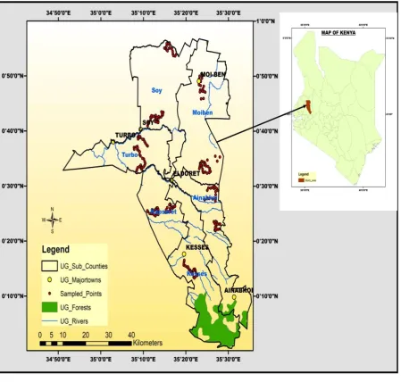 Figure 1: Source: A Map Showing a Study Area and Sampled Units