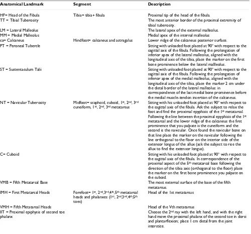 Table 2: Anatomical landmark description