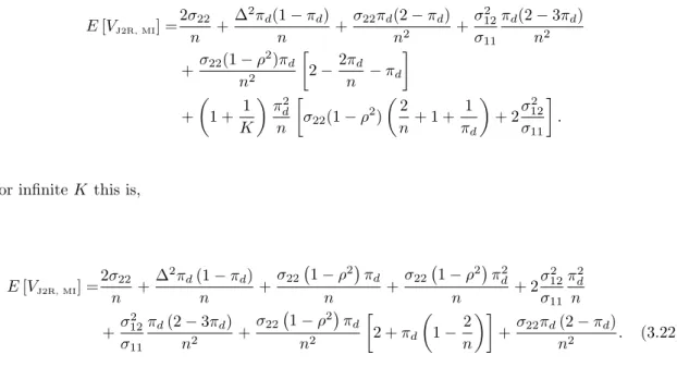 Table B.5 shows the derived results for Rubin’s variance estimator under J2R are within 2 MCSE’s of simulation results.