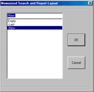 Figure 15 - Vehicle List Memorized Search and Report Layout  The next screen used in the search sequence is shown in Figure 16