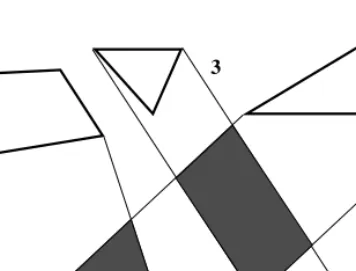 Fig. 10. Swept volume interference. Polygons 1 and 2 collide, and their swept areas interfere