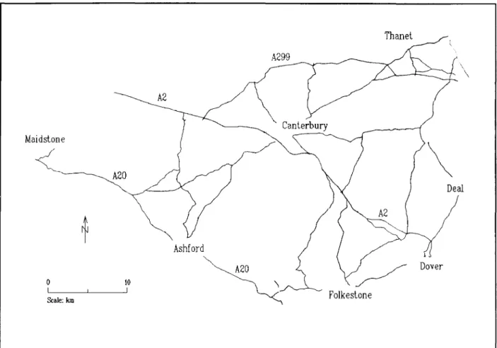 Figure  1.1  Study  network  in  East  Kent 