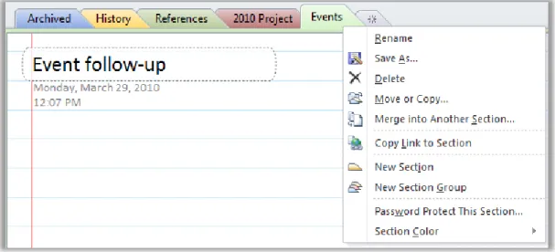 Figure 8: Right-click a section tab for new options to copy or merge sections. 