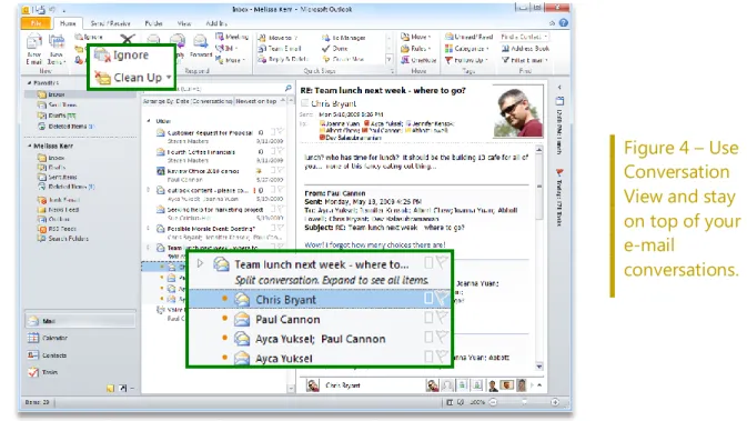 Figure 4 – Use  Conversation  View and stay  on top of your  e-mail 