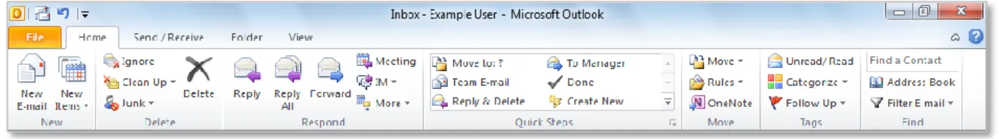 Figure 1 - The Ribbon is now available across Outlook 2010.  