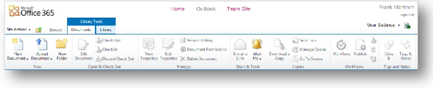 Figure 2: Familiar look and feel with the SharePoint Online Ribbon 