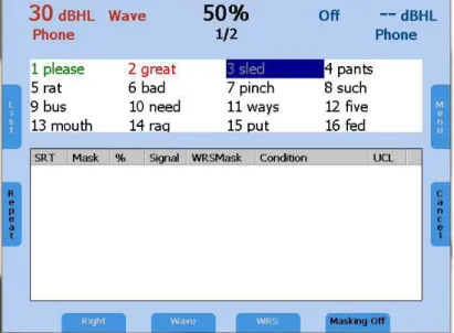 Figure 9 – Speech Audiometry with Wave Files 