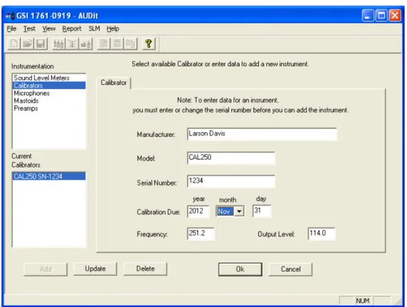 FIGURE 2-5  Calibrator Information Dialog Box