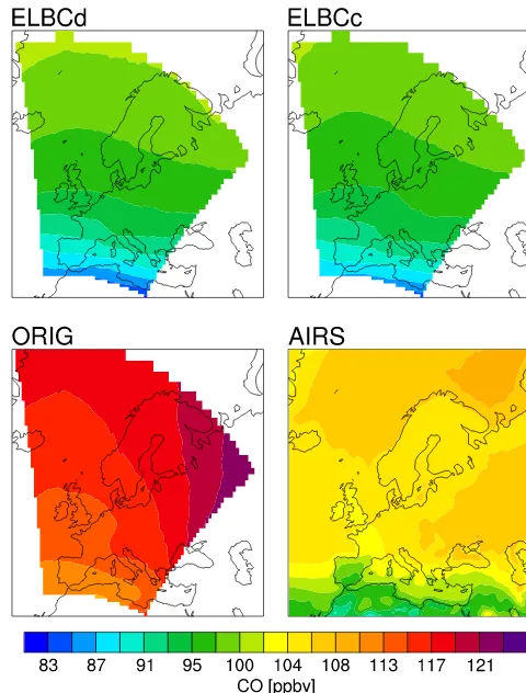 Figure 13. The 7-year average vertical proﬁles at the Mace Headmodel top pressure at each grid point and the pressure level 500 hPaapproximately correspondsstation location for CO (to the left) and O3 (to the right), for theMATCH results and EMEP