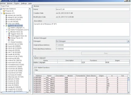 Figure 1.7: Main window of BinNavi