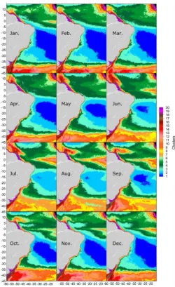 Figure 6. Time series variability of clusters centroids obtained from chlorophyll-a concentration