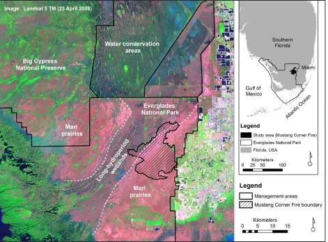 Figure 2.  Mustang Corner Fire (2008) incident boundary within Everglades National Park, Florida, USA.