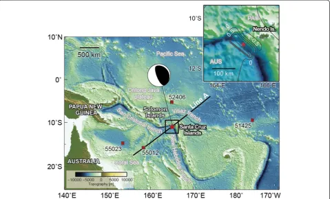 Figure 1 Index map of the study area. The red star indicates the epicenter of the 2013 Santa Cruz Islands earthquake (Mw 8.0)