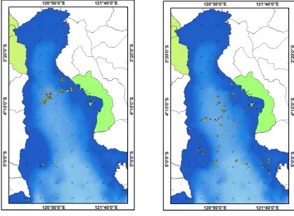 Figure 1. Eddy identification map based on LANDSAT imagery in July 2018 and b in August 2018 