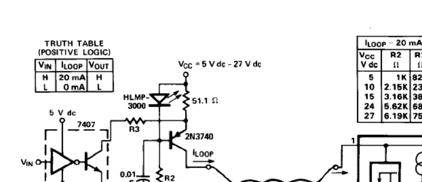 Figure 18. Recommended Non-Isolated Active Transmitter with HCPL-4200 Isolated Receiver for Simplex Point-to-Point20 mA Current Loop.