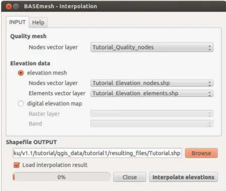 Figure 3.14 User interface for the interpolation of topographical data onto quality meshes.
