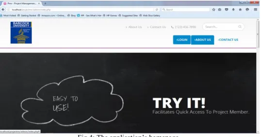 Fig 4: The application’s homepage. 