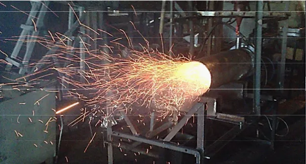 Fig.  2: Plasma pulverized-coal burner in operation