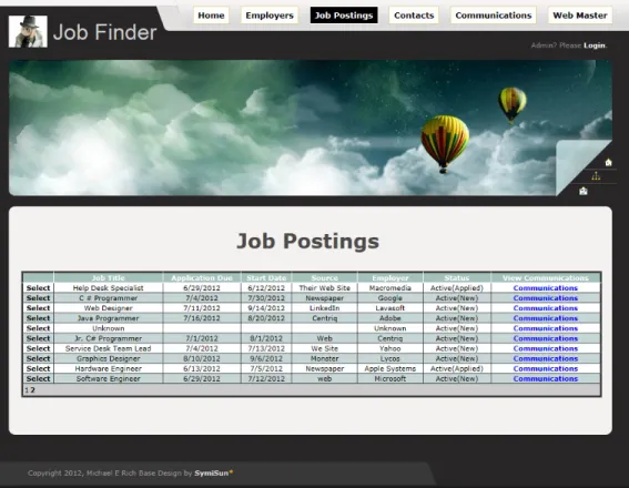 FIGURE 1.2 Showing Job Postings page in anonymous view. View Deleted Jobs checkbox is hidden