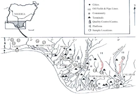 Figure 1. Map of study area showing locations where samples were collected. 