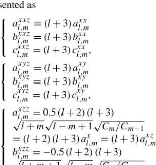 Table 1. Statistics of the magnetic potential, MV, MGT and third-order partial derivatives of the magnetic potential ﬁeld around the NorthPole (0◦ ≤ θ ≤ 30◦) at the altitude of 300 km using the lithospheric magnetic ﬁeld model GRIMM_L120 (version 0.0) (Lesur et al., 2013)for spherical harmonic degrees 16–90.