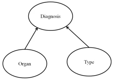 Figure 5-2  Bayesian network model fragment constructed with links based on (a)  