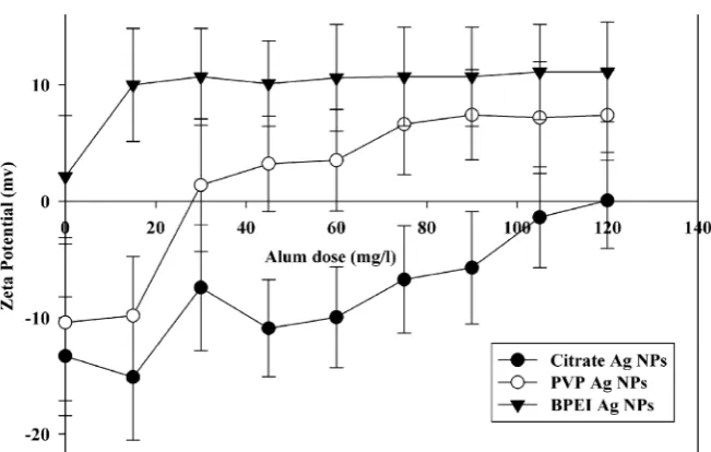 Figure 2. Ag NP zeta potential in raw water. 