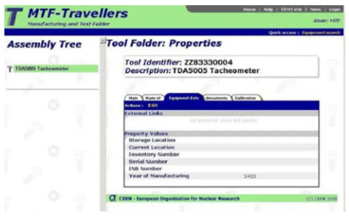 Fig. 3. The equipment data tab
