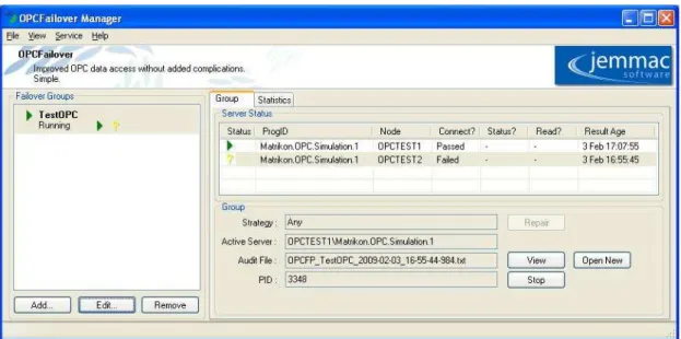 Figure 4 - OPCFailover Manager Configuration 