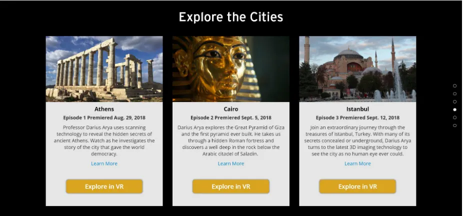Figure 2-20: Web-based VR content for PBS' Ancient Invisible Cities (Image from Ancient Invisible Cities 2018) 
