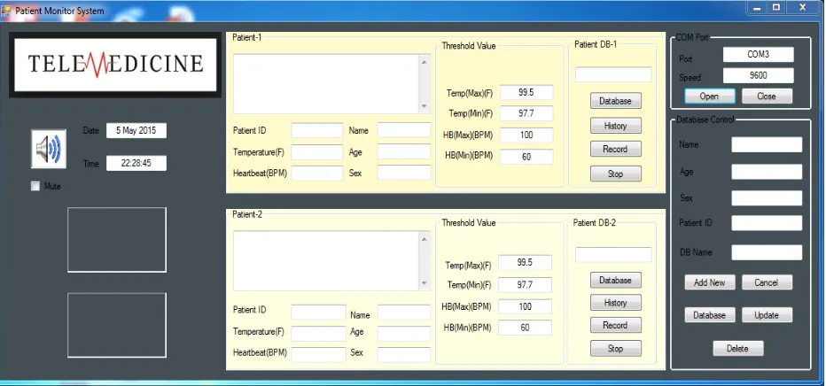 Fig. 9  GUI Design for Patient Monitoring System 