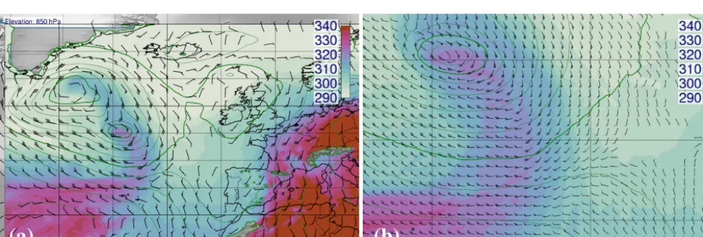 Figure 4. Vertical sections can be moved interactively in Met.3D to explore the vertical structure of the atmosphere, for example alongsurface and thus the dynamic tropopause