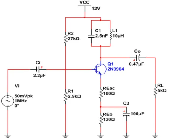 Figure 4: Complete design of single tuned amplifier  
