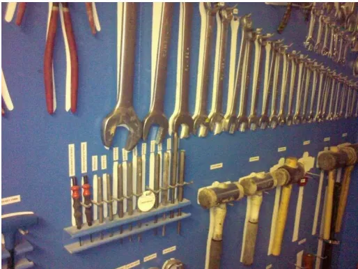 Fig. 2. The shadow board displaying all the equipment and tools at its right place. 