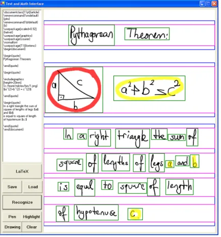 Figure 2.4: The article structure recognition interface of MathLet v1