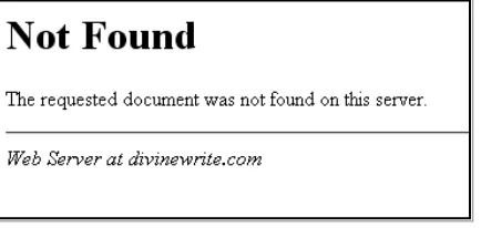 Figure 8 – A standard ugly & very geeky 404 error handling page. 