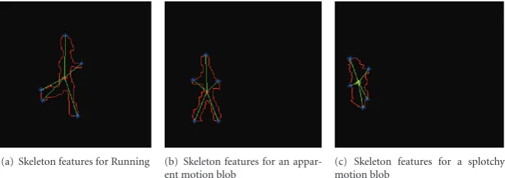 Figure 8: Skeleton features for diﬀerent motion blobs.