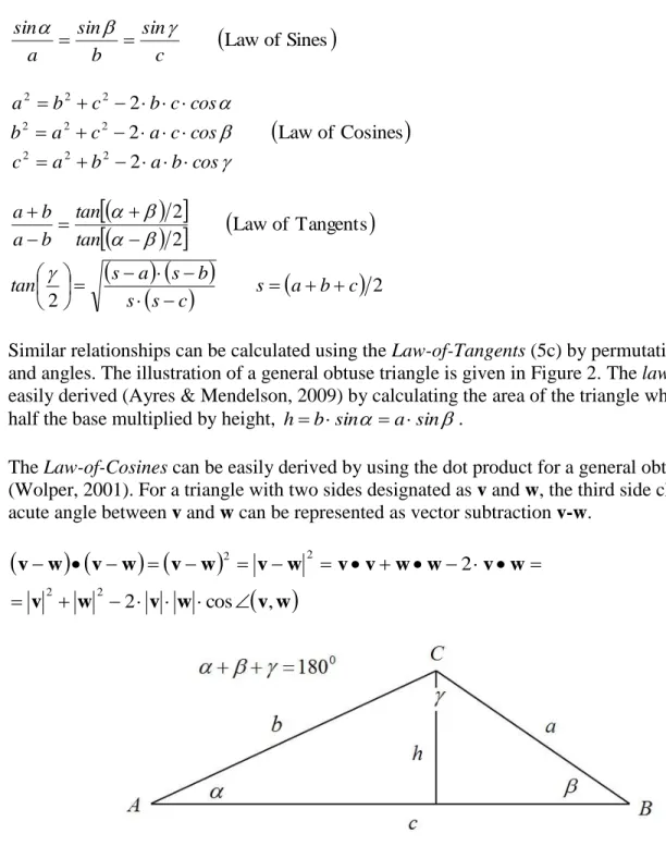 Figure 2: A general obtuse (one angle more than 90°) triangle problem illustrated. 