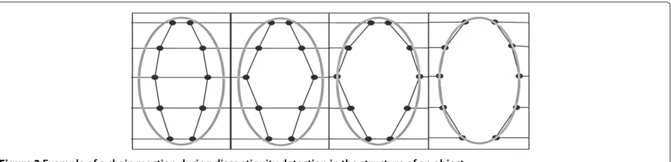 Figure 2 Example of a chain reaction during discontinuity detection in the structure of an object.