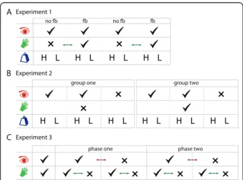 Figure 2 Experiment Overview. We conducted three behavioural experiments to examine the role of feedback