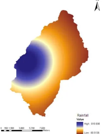 Figure 4:  Rainfall Distribution Map of Ton Watershed 