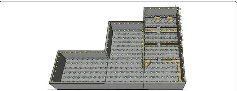 Fig. 1 Simulation optimization scenario. In the simulation experiment of network element layout, the experimental scene was set as a “double L”region, with a total length of 24.1 m and a width of 17.8 m