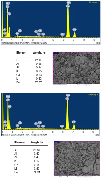 Fig. 1. Quantitative composition and structure of component-elements in the corrosion-scaledeposits removed from the surface of a metal pipe