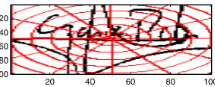 Figure 2. Signature tessellation using the polar grid, with origin at the centroid.