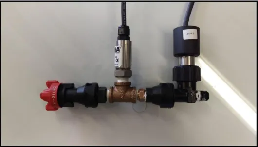 Figure 2.2.  Nozzle body and pressure transducer assembly used to measure nozzle tip  pressures after the pulse-width modulation solenoid valve